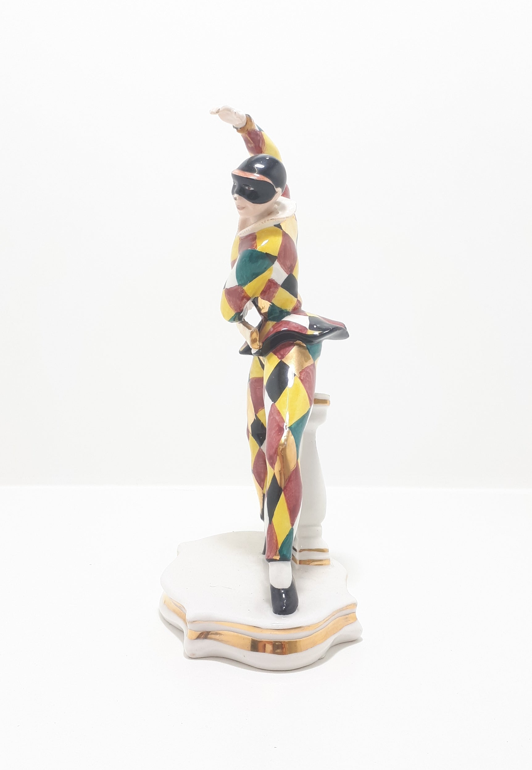Extremely Rare 1950’s Italian Liani Fine Porcelain Dancing Harlequin / Jester Figurine - Male