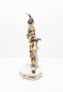 Extremely Rare 1950’s Italian Liani Fine Porcelain Dancing Harlequin / Jester Figurine - Male