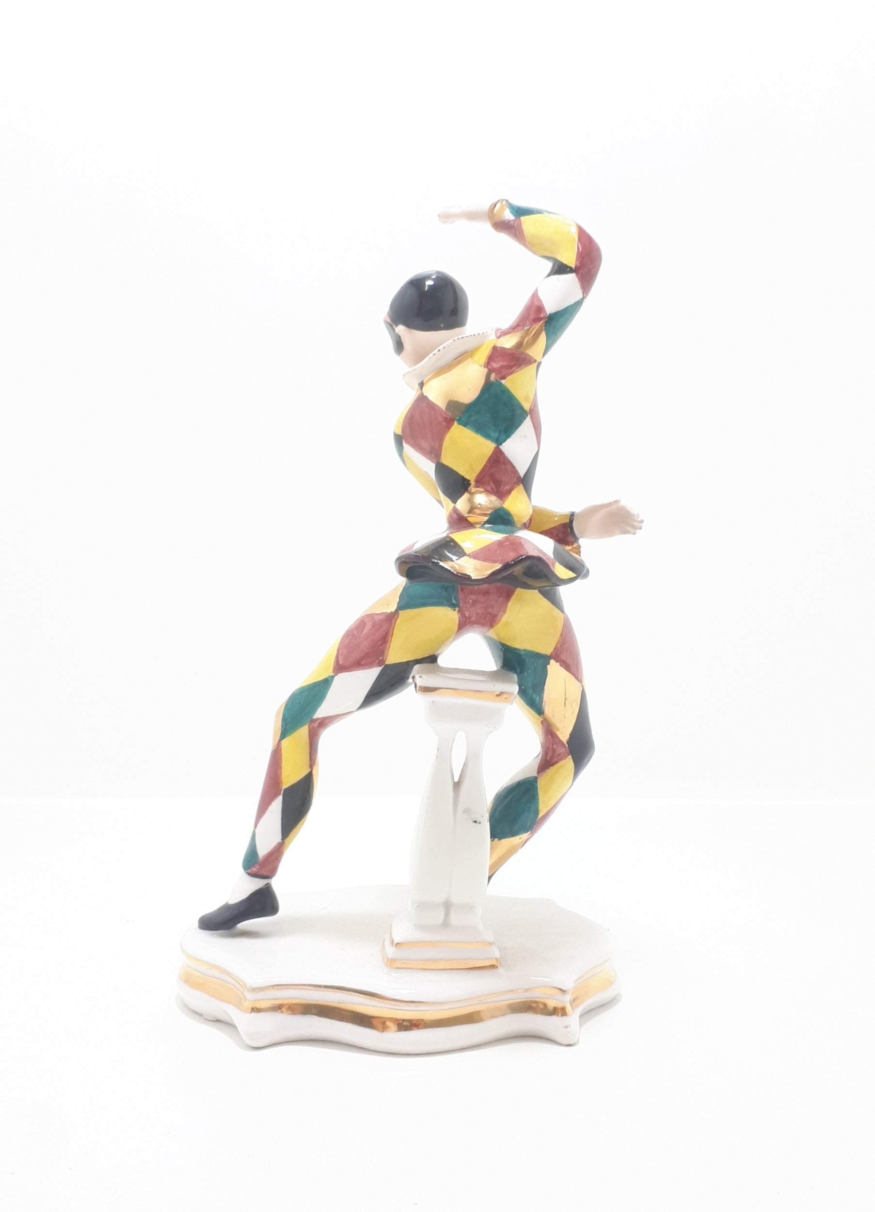 Extremely Rare 1950’s Italian Liani Fine Porcelain Dancing Harlequin / Jester Figurine - Male
