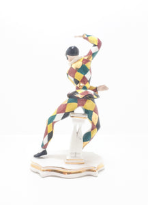 Extremely Rare 1950’s Italian Liani Fine Porcelain Dancing Harlequin / Jester Figurine - Male