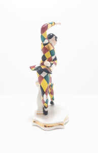 Extremely Rare 1950’s Italian Liani Fine Porcelain Dancing Harlequin / Jester Figurine - Male