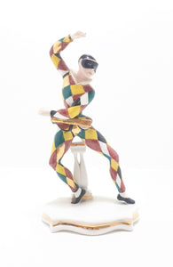 Extremely Rare 1950’s Italian Liani Fine Porcelain Dancing Harlequin / Jester Figurine - Male
