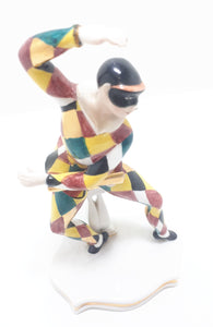 Extremely Rare 1950’s Italian Liani Fine Porcelain Dancing Harlequin / Jester Figurine - Male