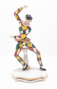 Extremely Rare 1950’s Italian Liani Fine Porcelain Dancing Harlequin / Jester Figurine - Male