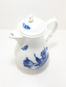 Czechoslovakian Flow Blue Dubí u Teplic (1945-1989) Tea Service Set – Tea Pot, Creamer & Lidded Sugar Bowl