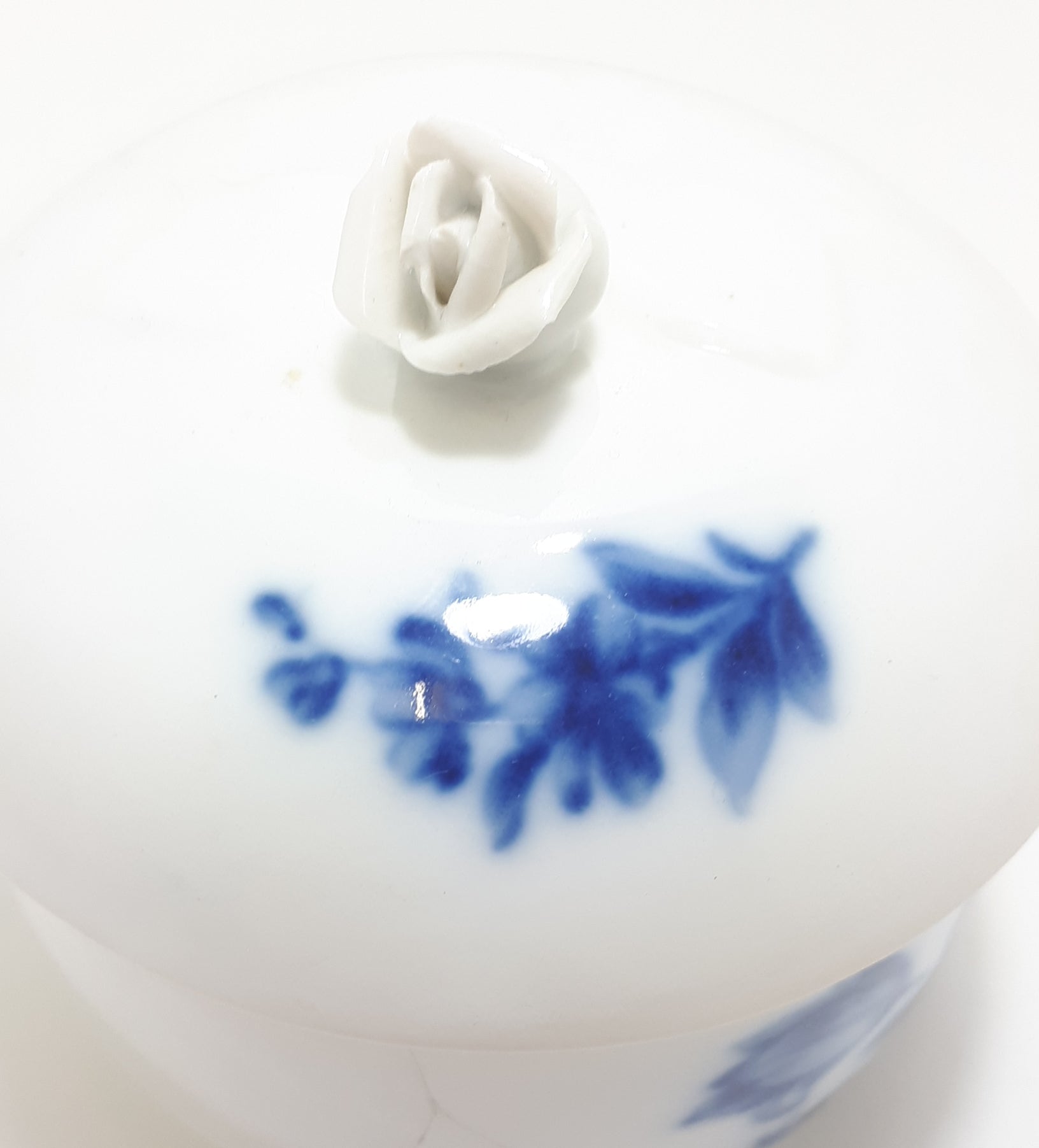 Czechoslovakian Flow Blue Dubí u Teplic (1945-1989) Tea Service Set – Tea Pot, Creamer & Lidded Sugar Bowl