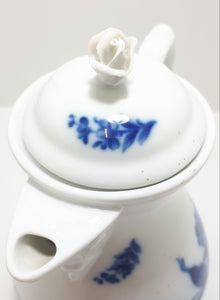 Czechoslovakian Flow Blue Dubí u Teplic (1945-1989) Tea Service Set – Tea Pot, Creamer & Lidded Sugar Bowl