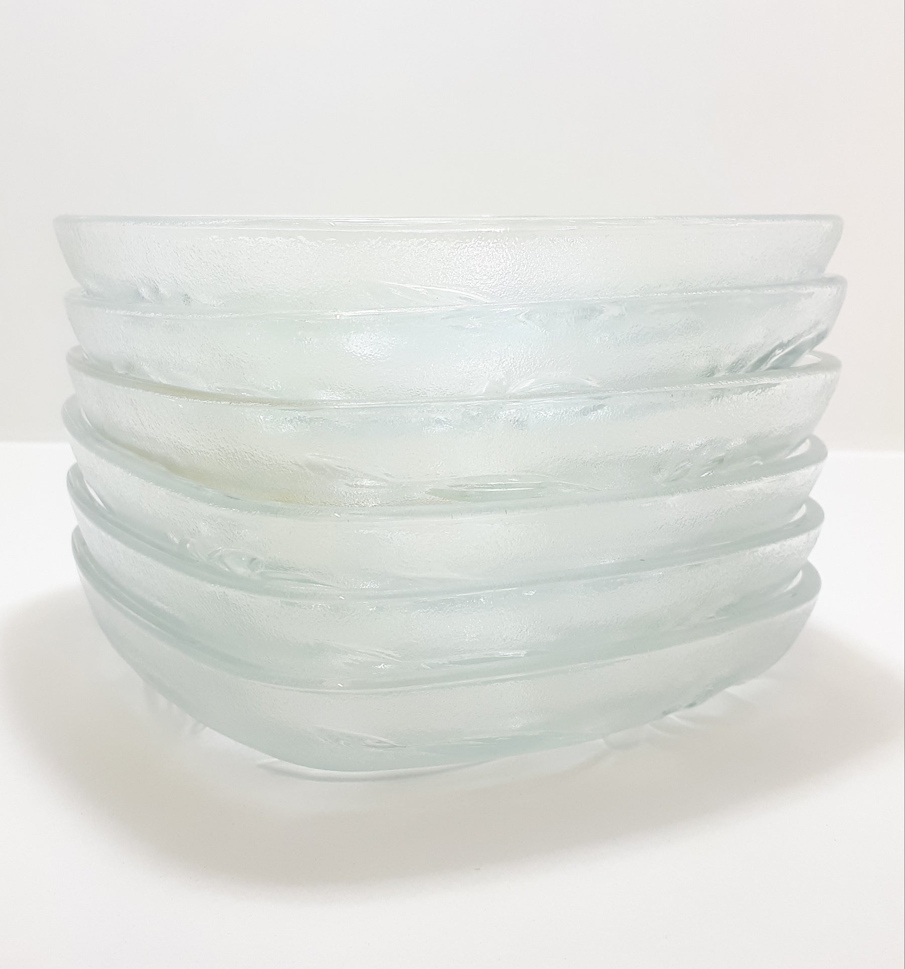 Vintage Set Of 6 Squared Glass Entre / Dessert Bowls