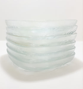 Vintage Set Of 6 Squared Glass Entre / Dessert Bowls
