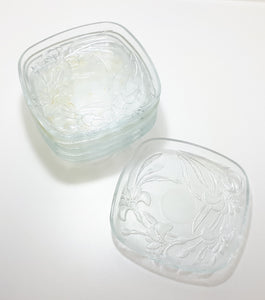 Vintage Set Of 6 Squared Glass Entre / Dessert Bowls