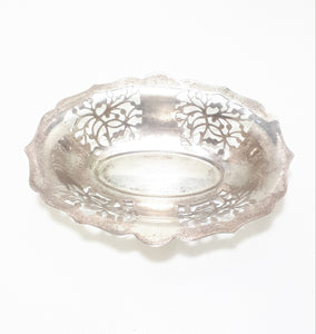 Small Oval Silver Plated Reticulated Pierced Metal Bowl