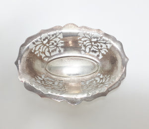 Small Oval Silver Plated Reticulated Pierced Metal Bowl