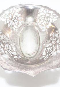 Small Oval Silver Plated Reticulated Pierced Metal Bowl