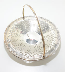 Yeoman EPNS Silver Plated Reticulated Pierced Metal Basket With Swing Handle