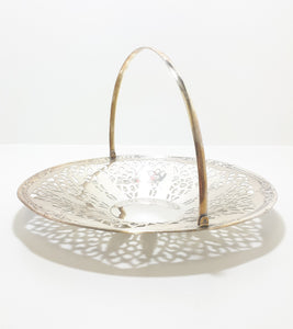 Yeoman EPNS Silver Plated Reticulated Pierced Metal Basket With Swing Handle