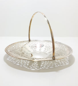 Yeoman EPNS Silver Plated Reticulated Pierced Metal Basket With Swing Handle