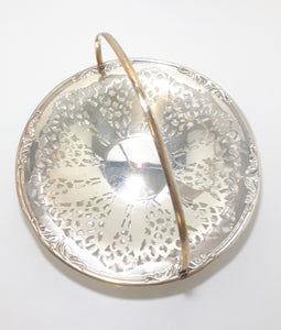Yeoman EPNS Silver Plated Reticulated Pierced Metal Basket With Swing Handle