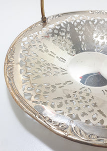 Yeoman EPNS Silver Plated Reticulated Pierced Metal Basket With Swing Handle
