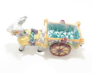 Italian Vintage Ceramic Burro / Donkey & Cart Cache Pot / Planter