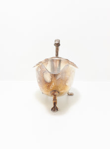 Antique Silver Plated Sheffield Georgian Styled Gravy Boat With Paw Feet & Scroll Handle