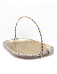 Vintage Swedish Display Tray With Hammered Metal Pattern & Removable Handle