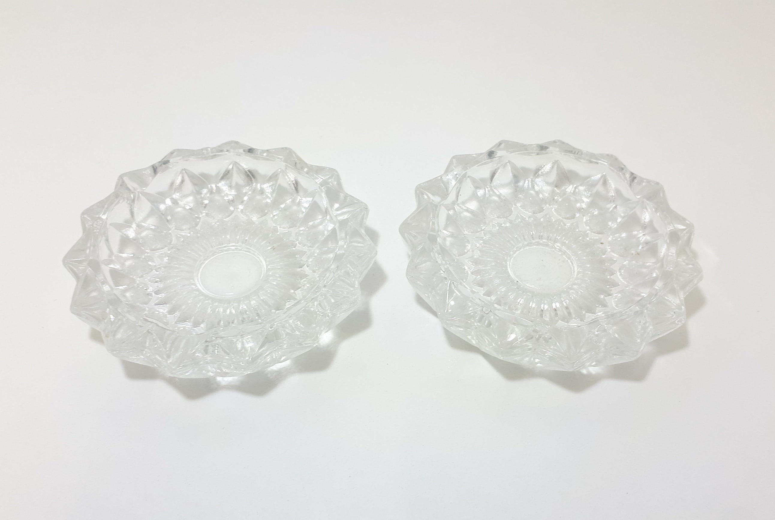 Pair Of Heavy Italian Pressed Glass Ash Trays