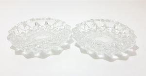 Pair Of Heavy Italian Pressed Glass Ash Trays