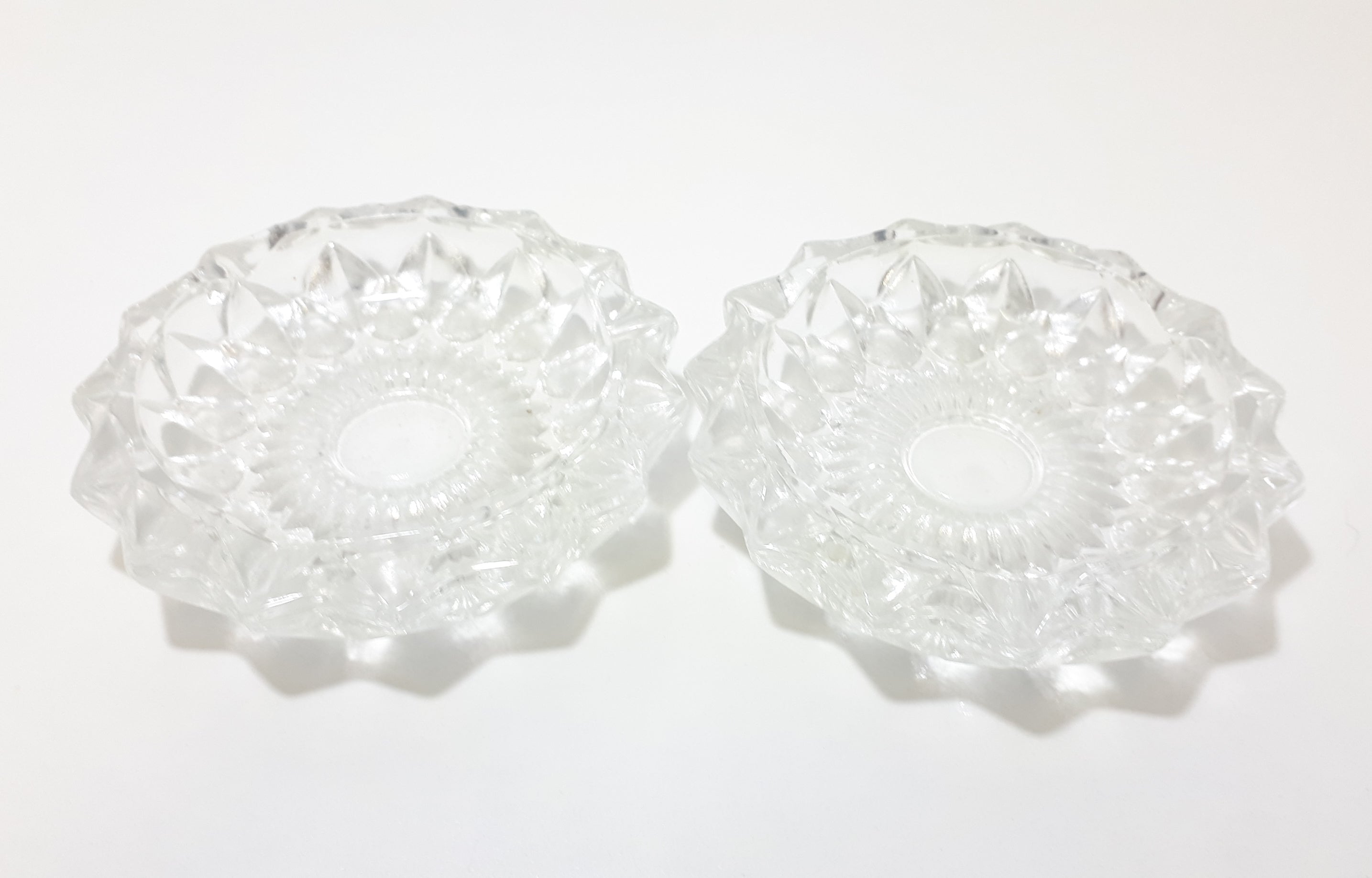 Pair Of Heavy Italian Pressed Glass Ash Trays