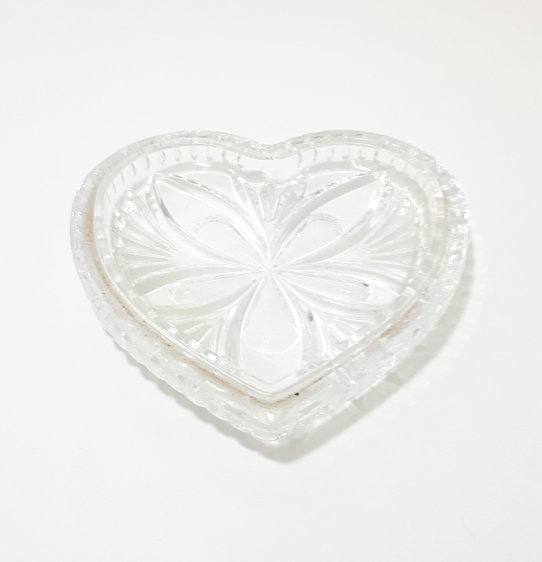 Cut Glass Heart Shaped Dish