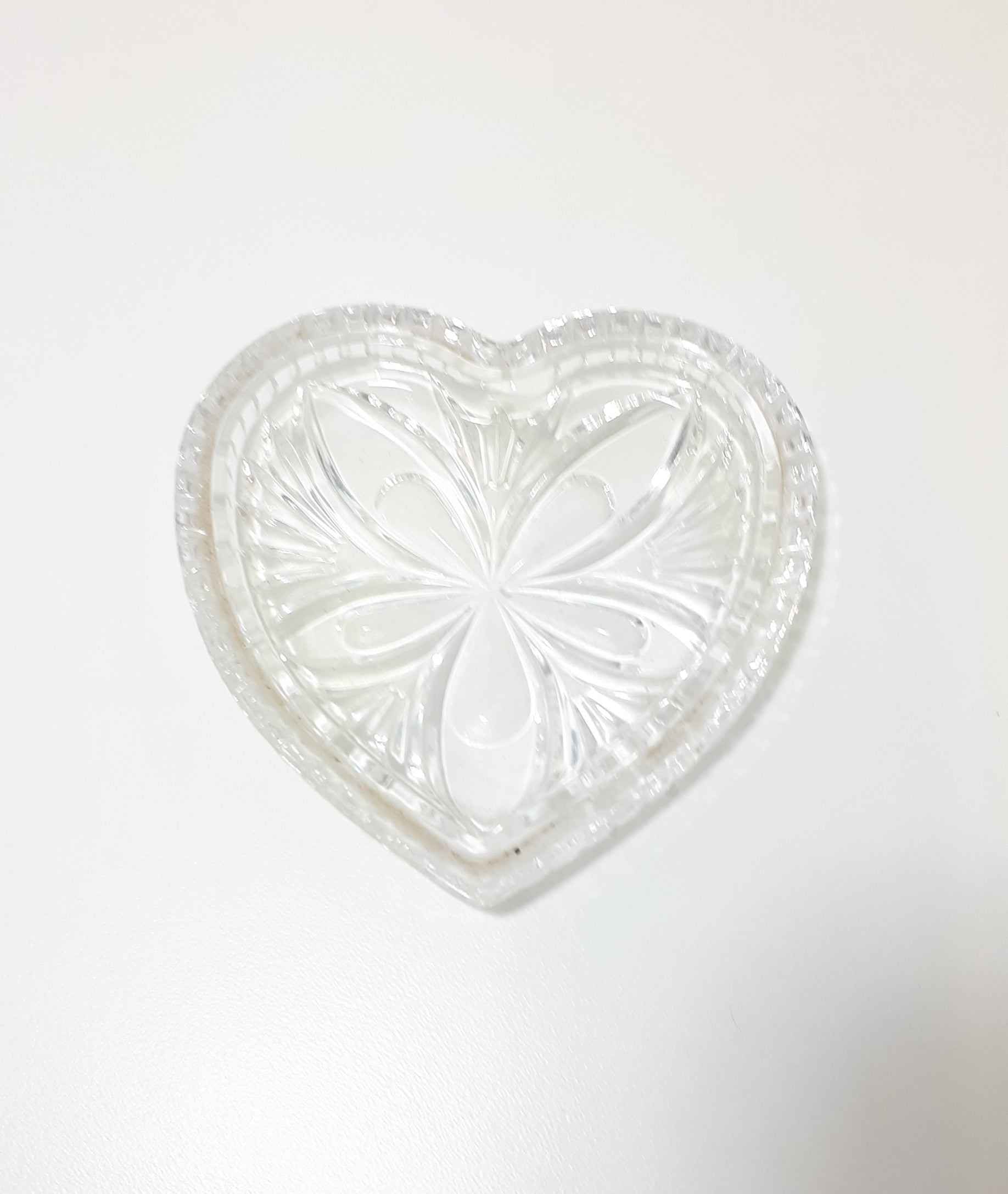 Cut Glass Heart Shaped Dish