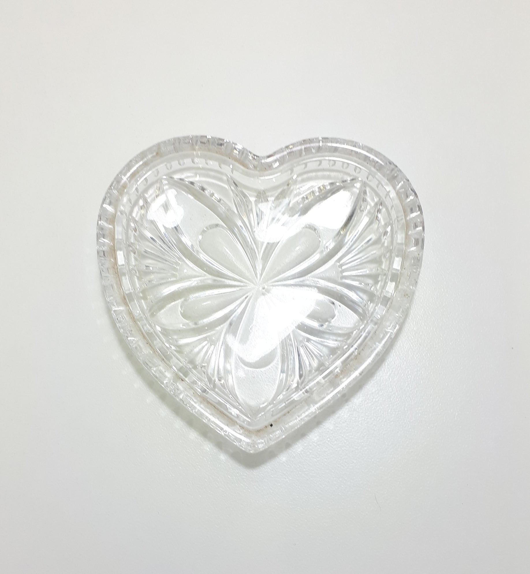 Cut Glass Heart Shaped Dish