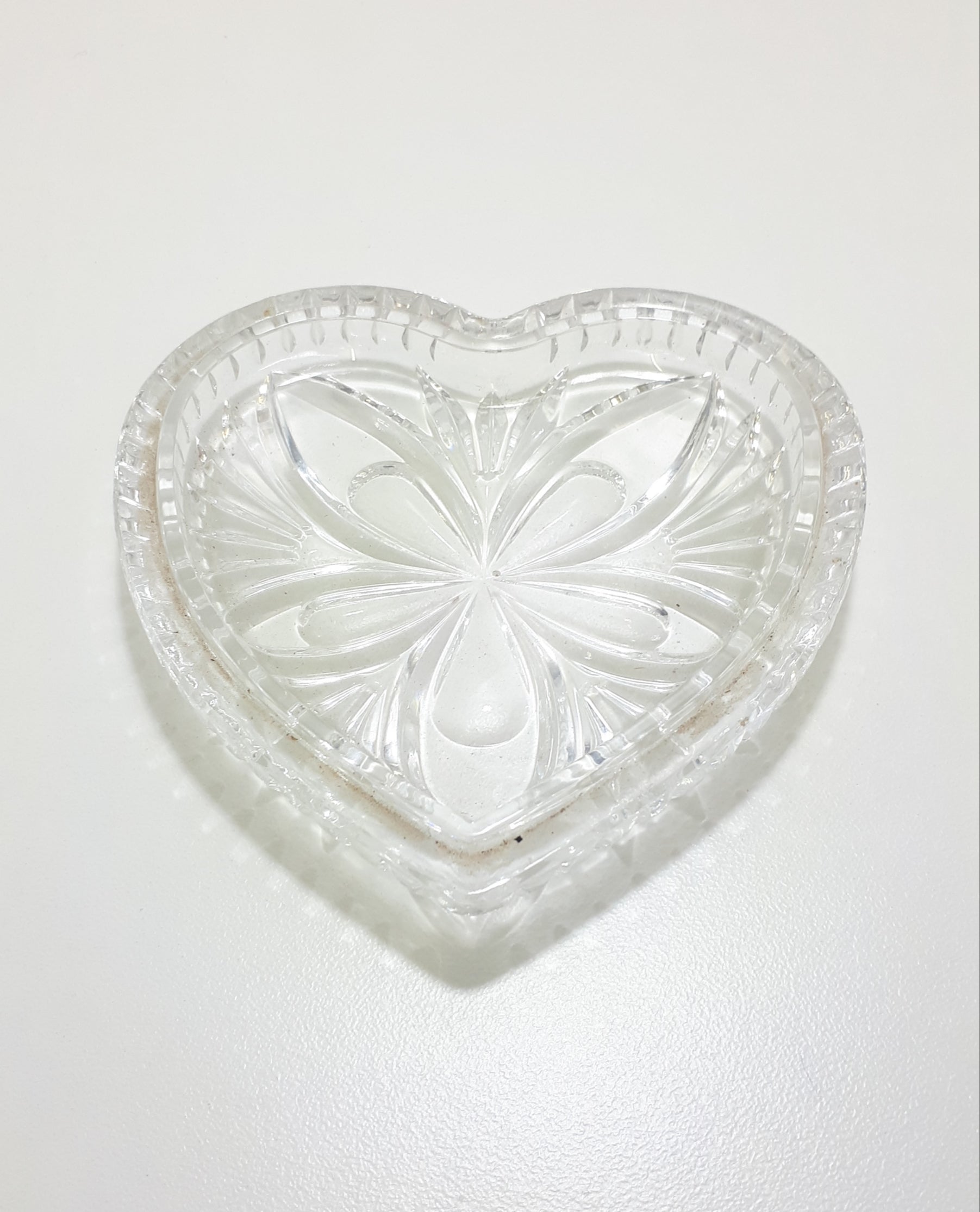 Cut Glass Heart Shaped Dish
