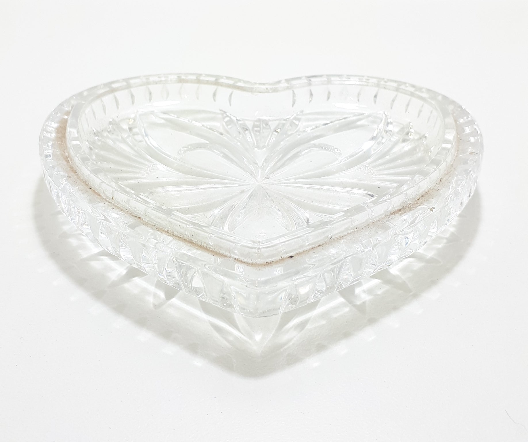 Cut Glass Heart Shaped Dish