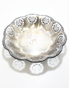 Vintage Silver Plated Reticulated Pierced Metal Scroll Pattern Presentation Dish