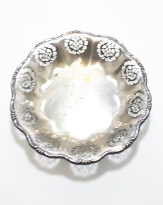 Vintage Silver Plated Reticulated Pierced Metal Scroll Pattern Presentation Dish