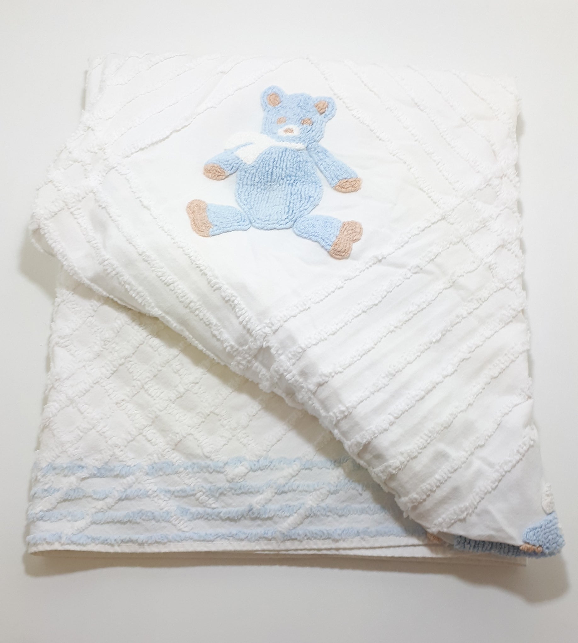 Vintage Textile Teddy Bear Baby Linen Wrap / Blanket – Cotton