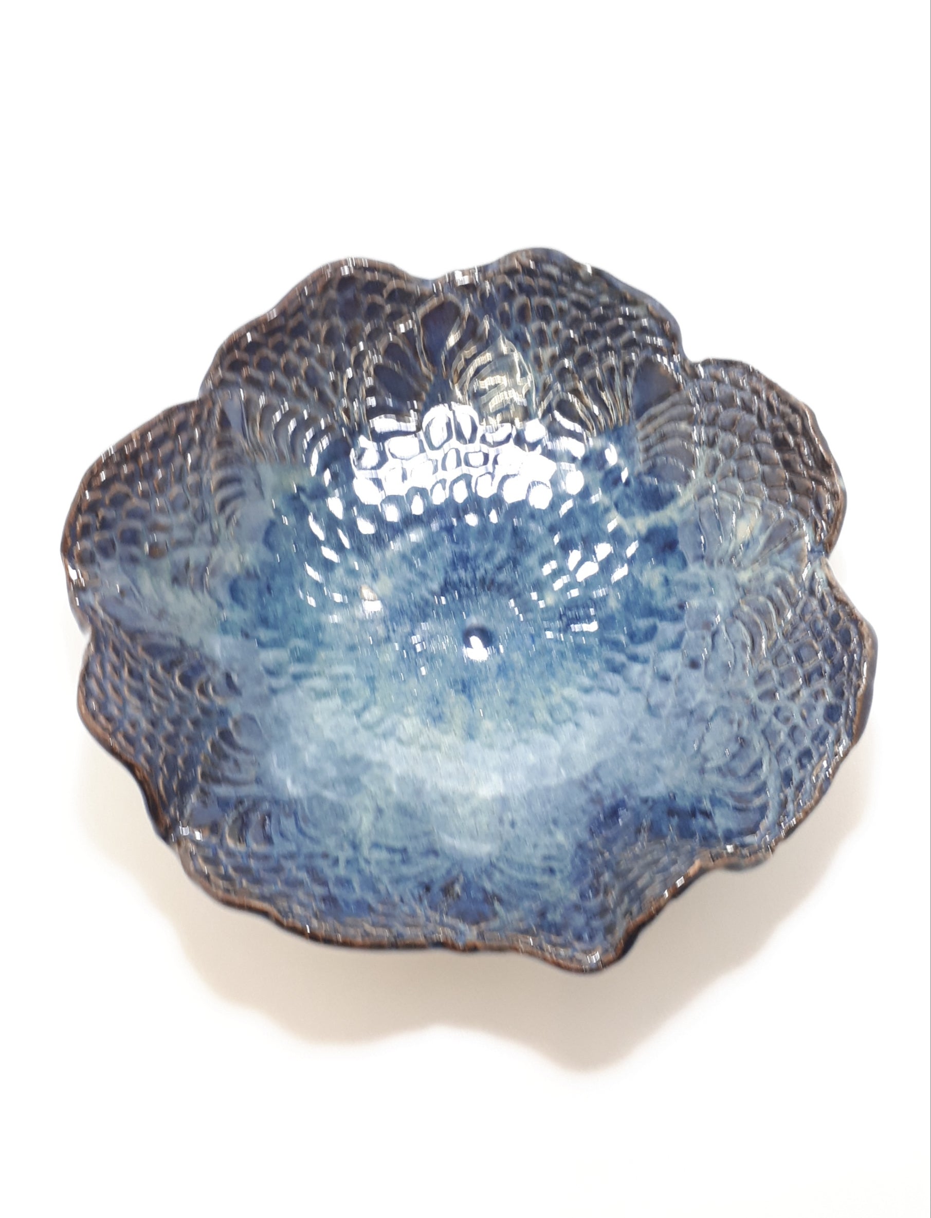 Beautiful Deep Blue Art Pottery Presentation Bowl