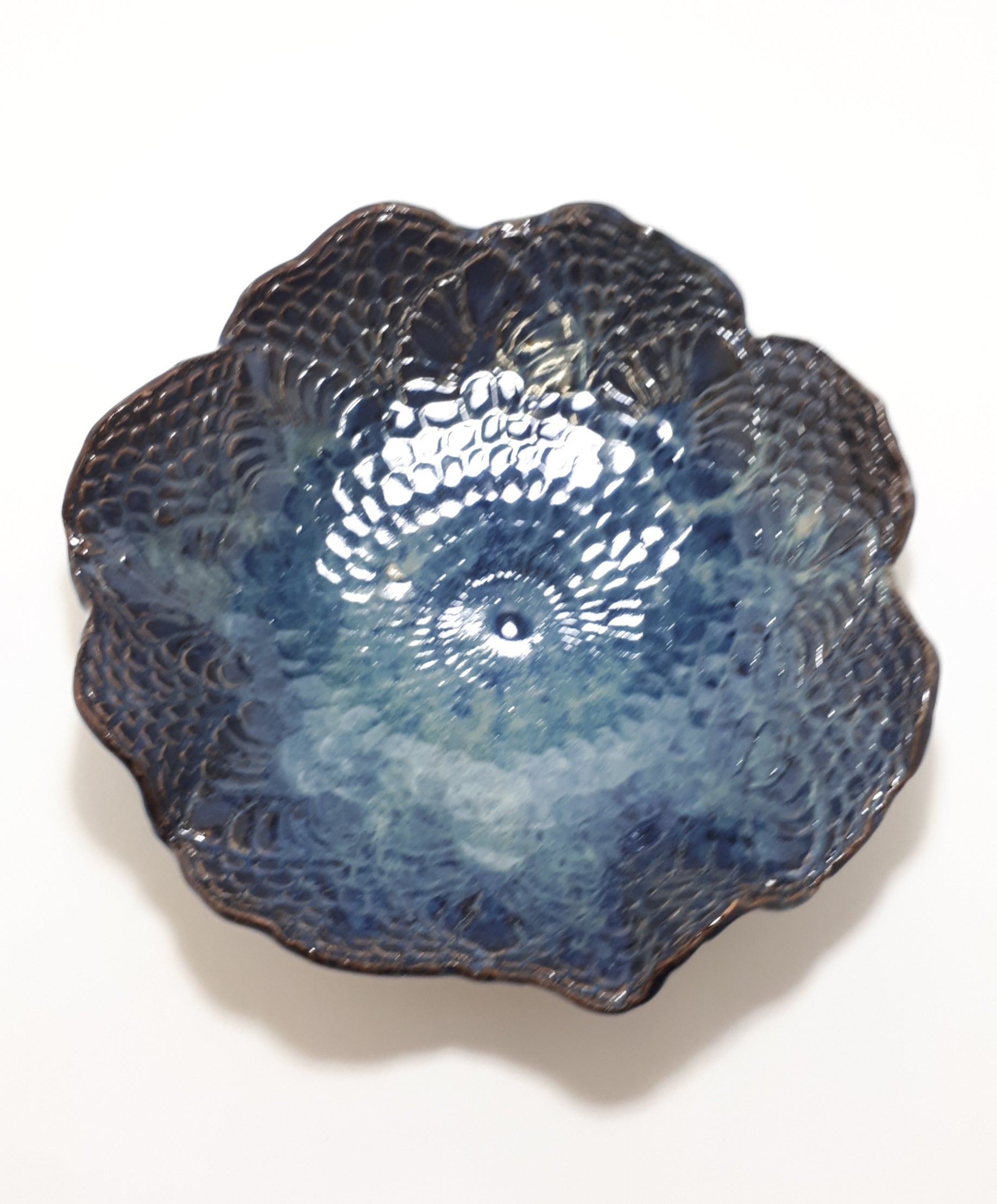 Beautiful Deep Blue Art Pottery Presentation Bowl