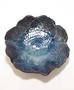 Beautiful Deep Blue Art Pottery Presentation Bowl