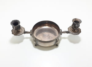 Antique Baroque Designed Rose Bowl Two-Arm Candle Holder
