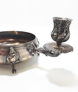 Antique Baroque Designed Rose Bowl Two-Arm Candle Holder