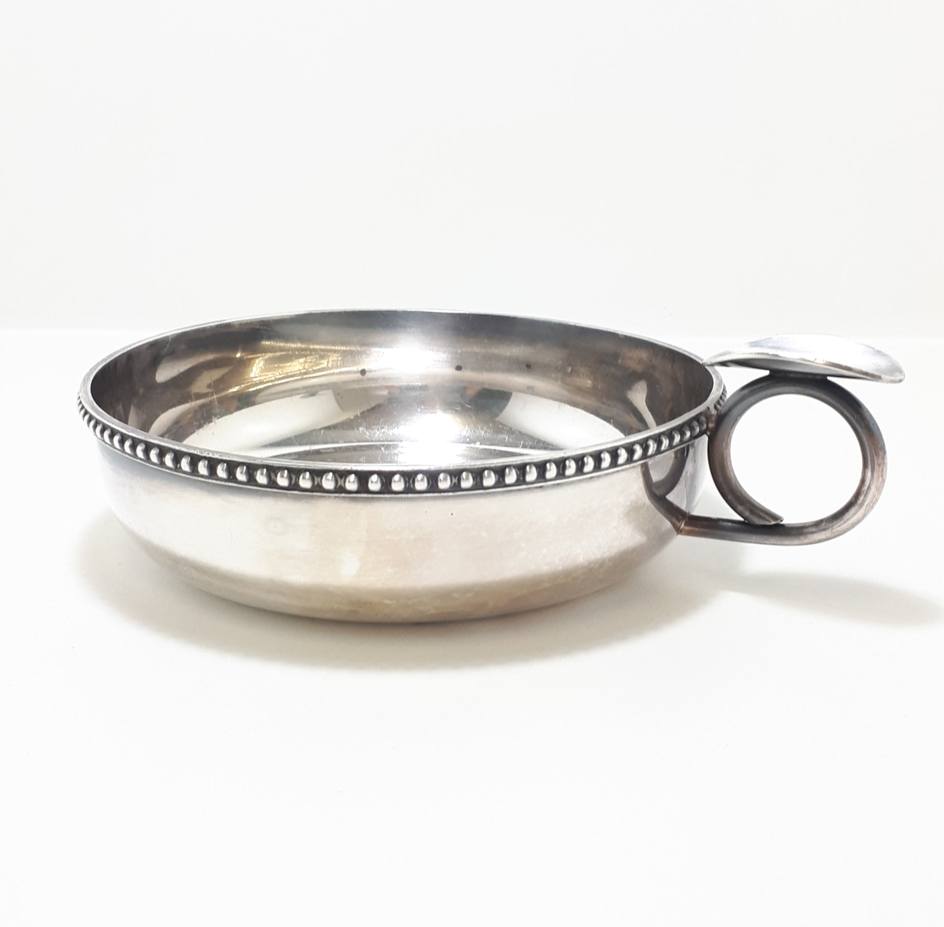 Antique Silver Plated Porringer With Ring Handle