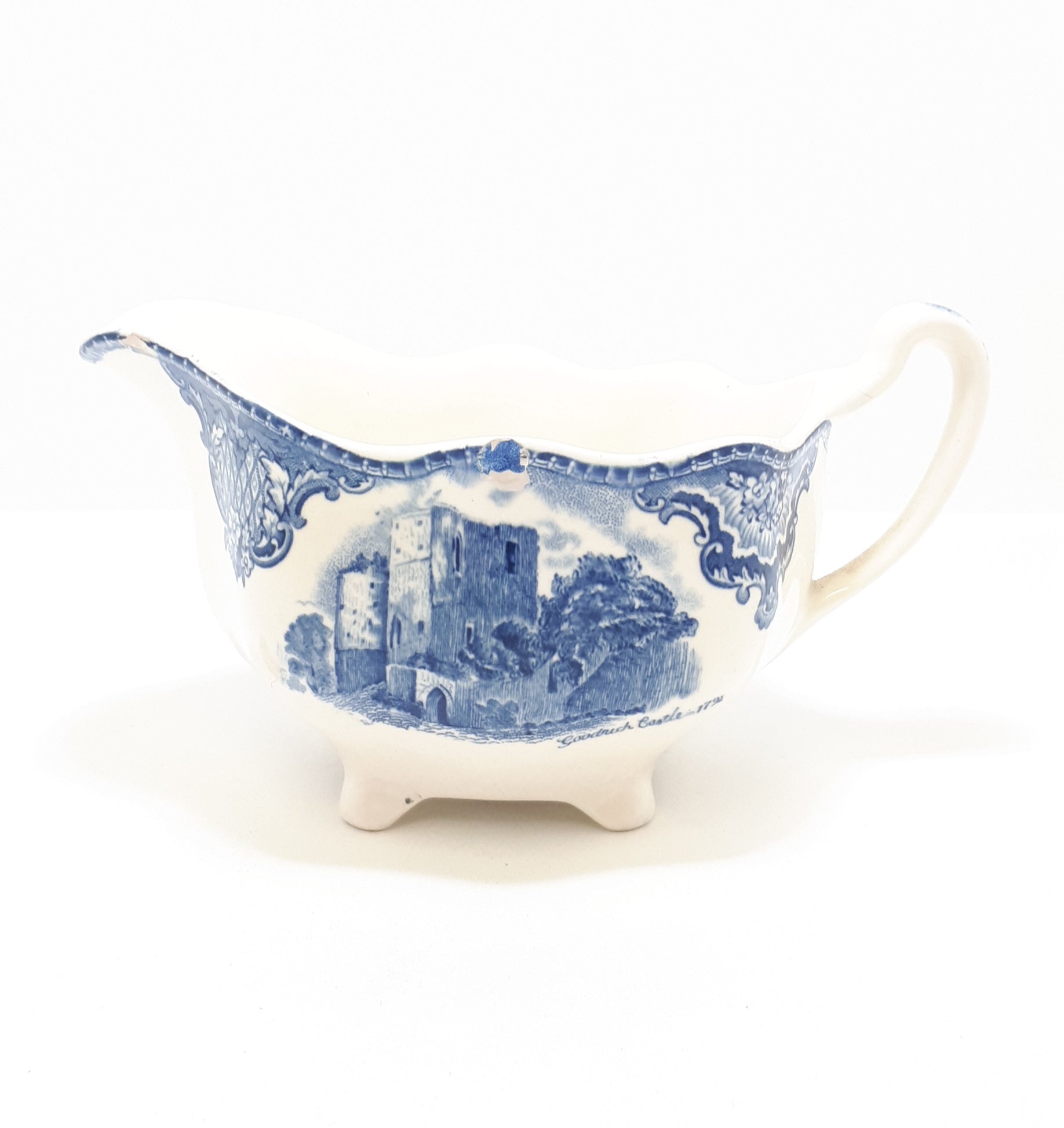 Ceramic Johnson Bros “Old Britain Castles” Blue Sauce / Gravy Boat