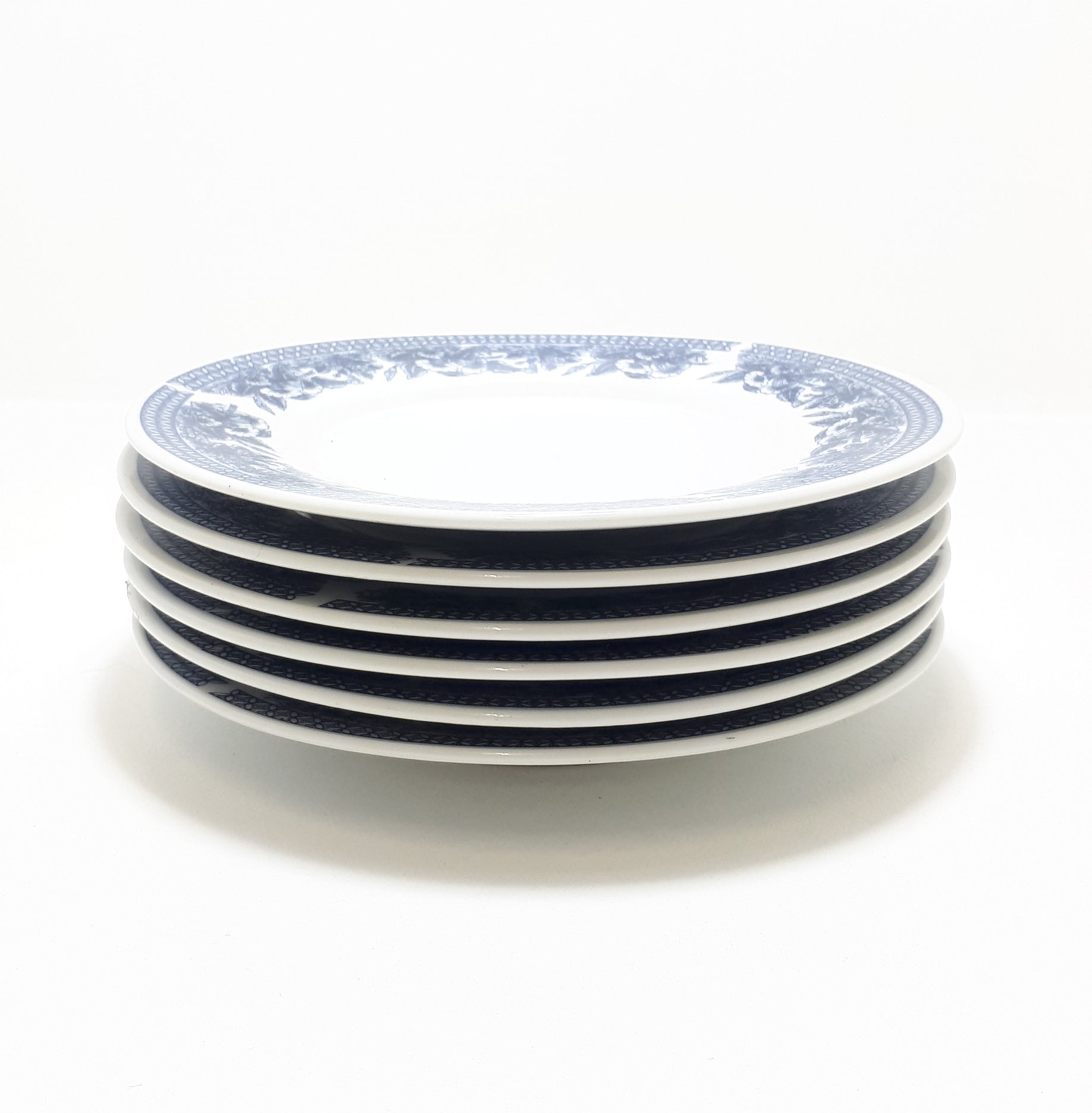 Set Of 6 Royal England Tea / Side Plates – Blue & White