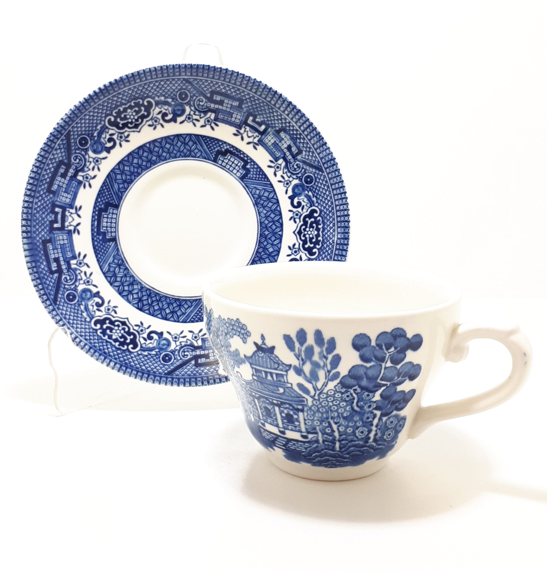 Set Of 6 Churchill England Willow Tea Duos (Cup & Saucer) – Blue & White