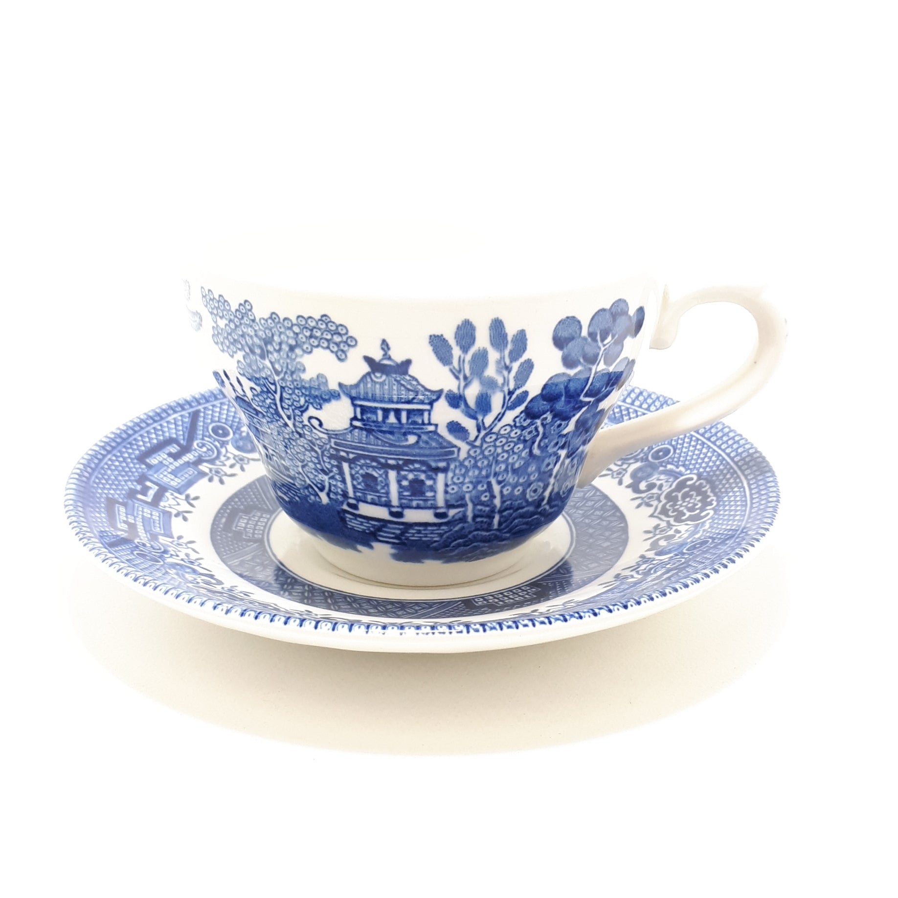 Set Of 6 Churchill England Willow Tea Duos (Cup & Saucer) – Blue & White