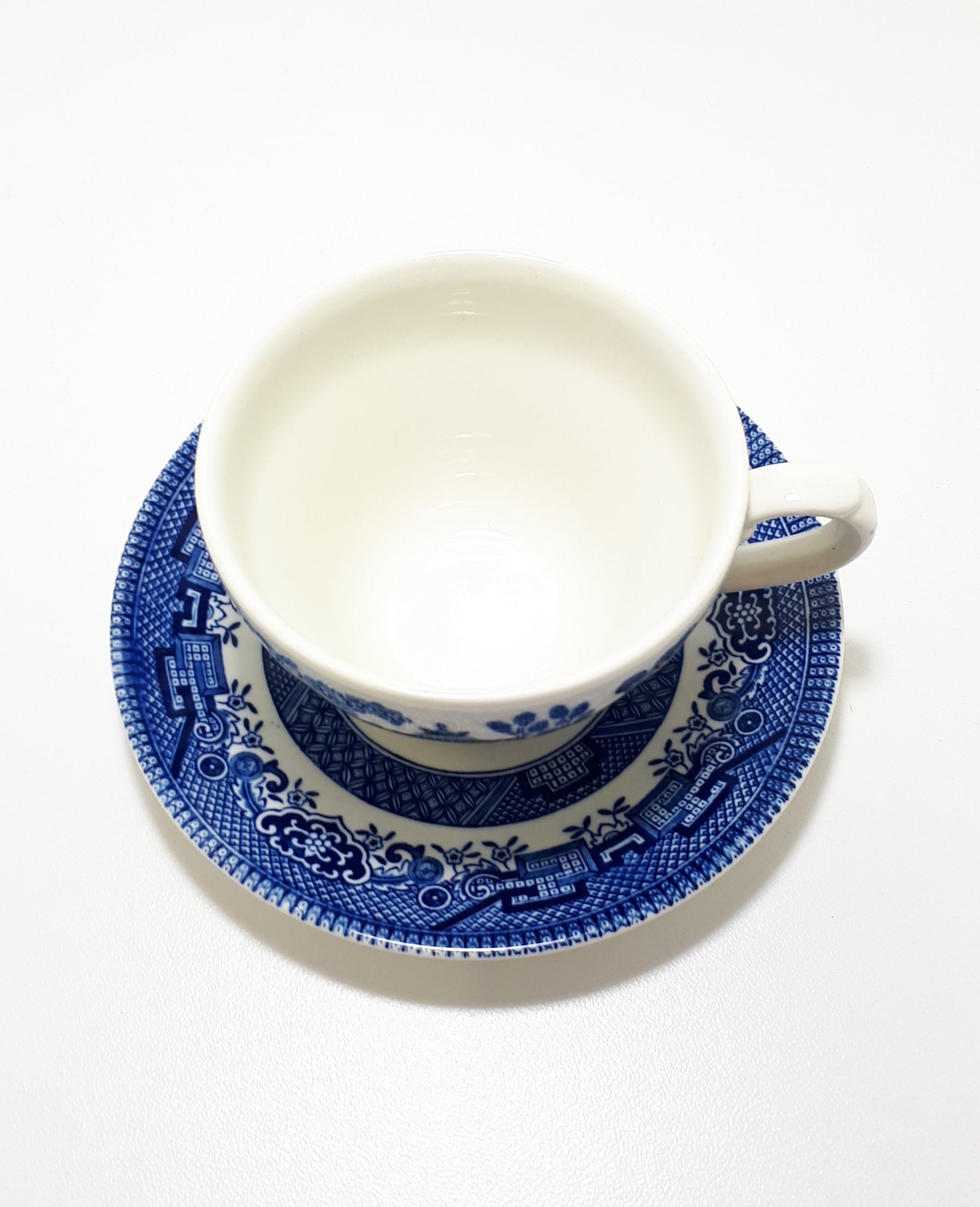Set Of 6 Churchill England Willow Tea Duos (Cup & Saucer) – Blue & White