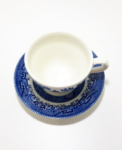 Set Of 6 Churchill England Willow Tea Duos (Cup & Saucer) – Blue & White