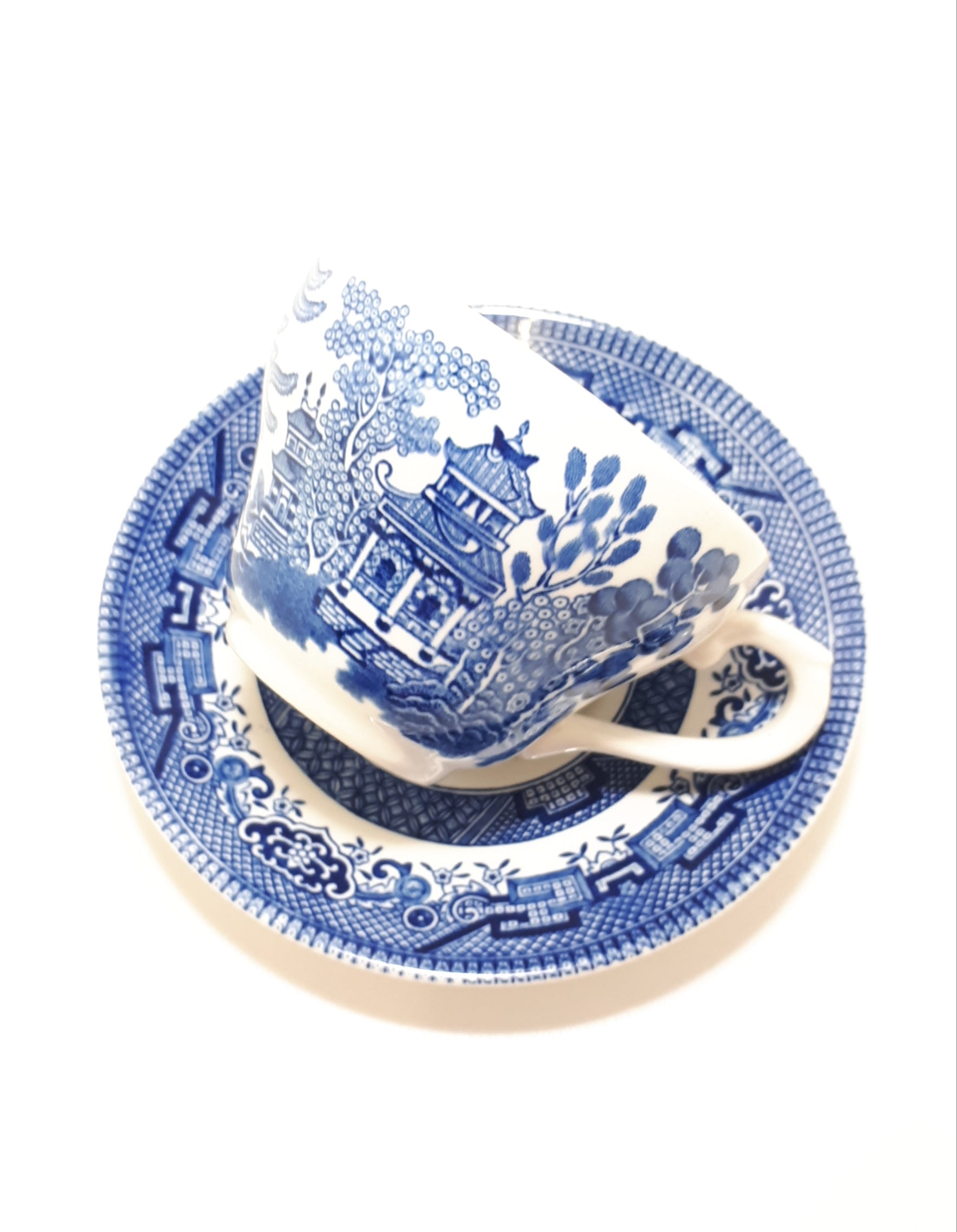 Set Of 6 Churchill England Willow Tea Duos (Cup & Saucer) – Blue & White