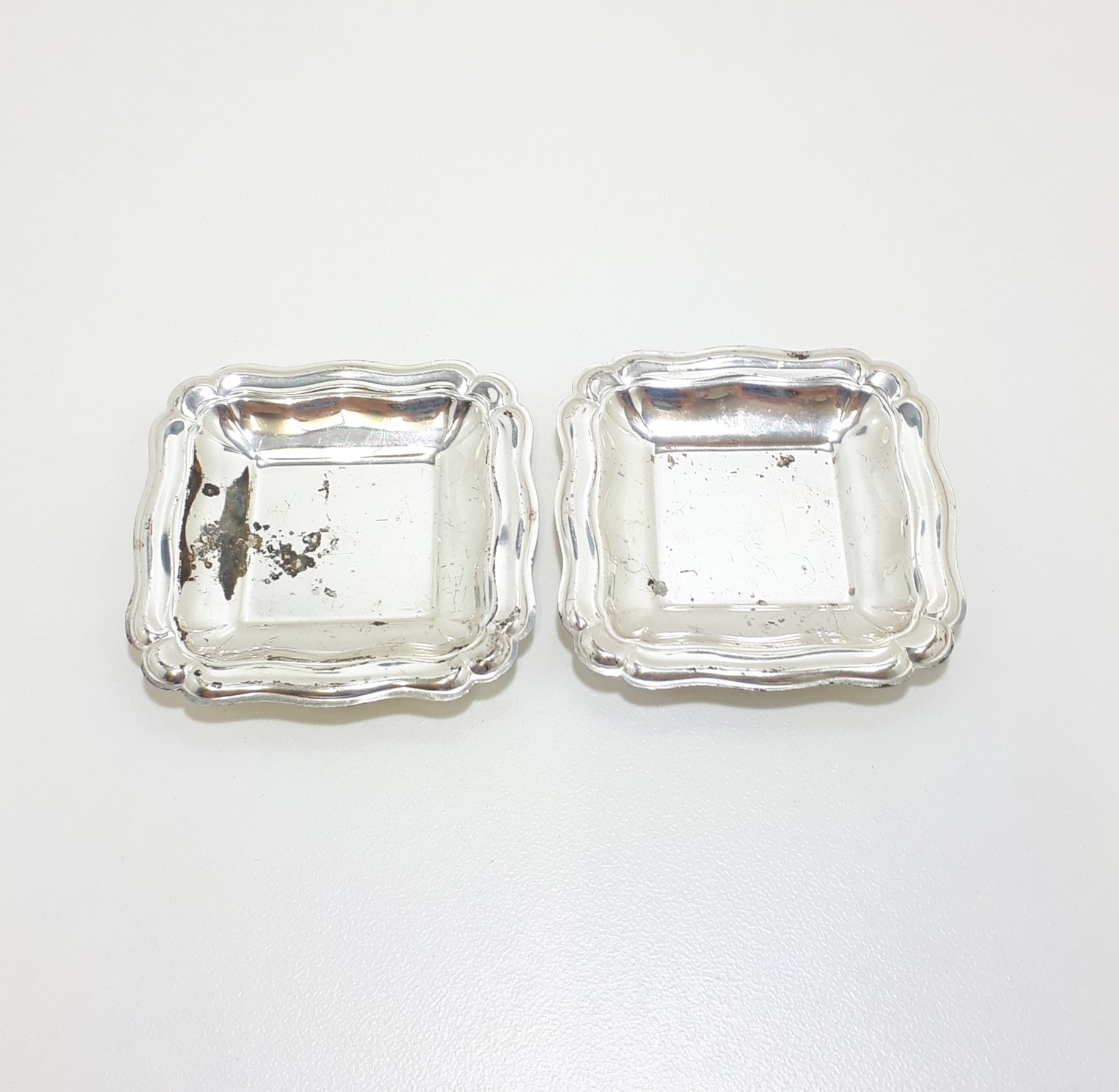 Set Of 2 Vintage Silver Plated Pin Dishes